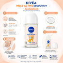 2 Pack x Nivea Hijab Active Bright & Dry HALAL 48H Roll-On, 1.7oz (50ml)