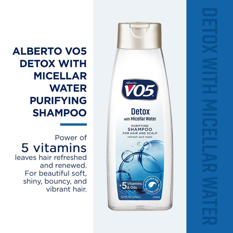Alberto VO5 Detox w/ Micellar Water Purifying Shampoo, 12.5 oz. (Pack of 2)