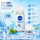 Nivea Hijab Cool Bright & Cool HALAL 72H Roll-On, 1.7oz (50ml)