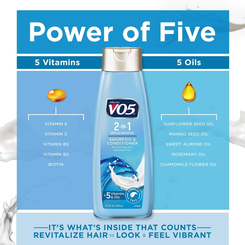 Alberto VO5 2-in-1 Shampoo & Conditioner Soy Milk Protein, 12.5 oz. (Pack of 3)