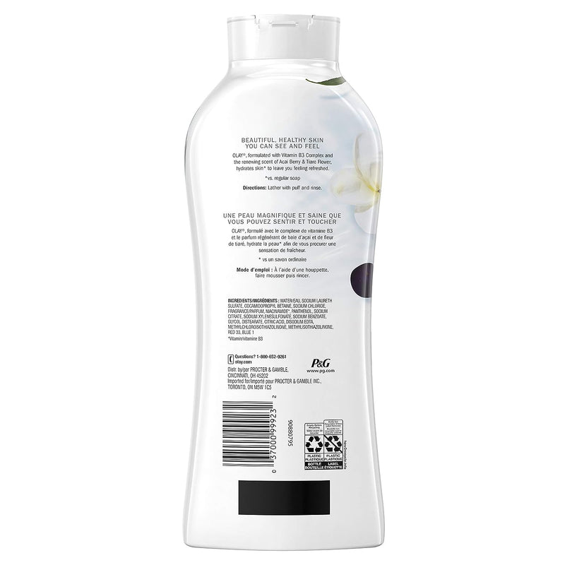 Olay Fresh Outlast Body Wash With Acai Berry & Tiare Flower, 650ml (Pack of 3)