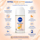 2 Pack x Nivea Hijab Active Bright & Dry HALAL 48H Roll-On, 1.7oz (50ml)