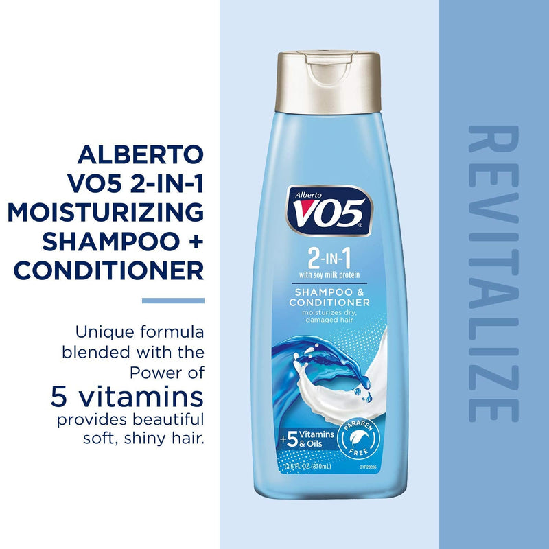 Alberto VO5 2-in-1 Shampoo & Conditioner Soy Milk Protein, 12.5 oz. (Pack of 12)