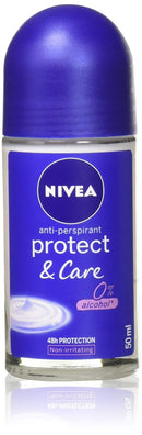 Nivea Protect & Care Roll-On Deodorant, 1.7oz (50ml) (Pack of 6)