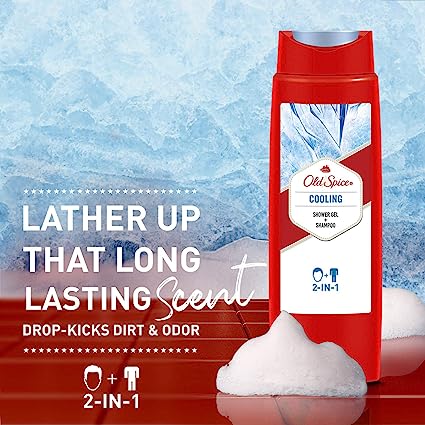 Old Spice Cooling Shower 2-In-1 Gel + Shampoo, 400ml (Pack of 2)