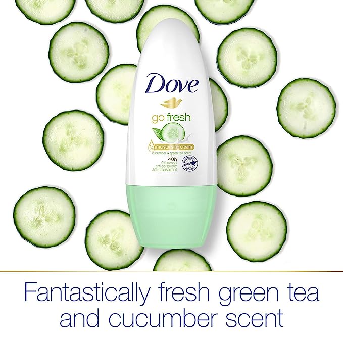 Dove Go Fresh Cucumber Green Tea Scent Antiperspirant Roll On, 50ml (Pack of 6)
