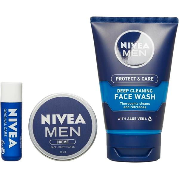 Nivea Men Protect & Care Trio Daily Kit (Face Wash, Creme, Lip Balm) (Pack of 2)