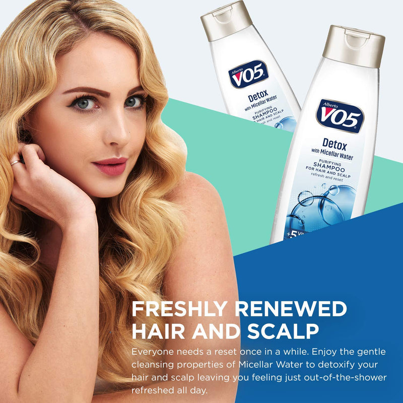 Alberto VO5 Detox w/ Micellar Water Purifying Shampoo, 12.5 oz. (Pack of 2)