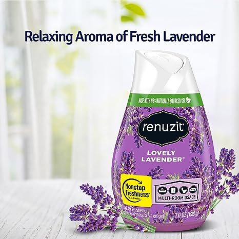 Renuzit Gel Air Freshener Lovely Lavender Scent, 7oz (Pack of 12)