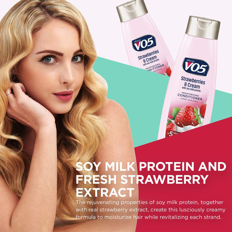 Alberto VO5 Strawberries & Cream w/ Soy Milk Conditioner, 12.5 oz. (Pack of 3)