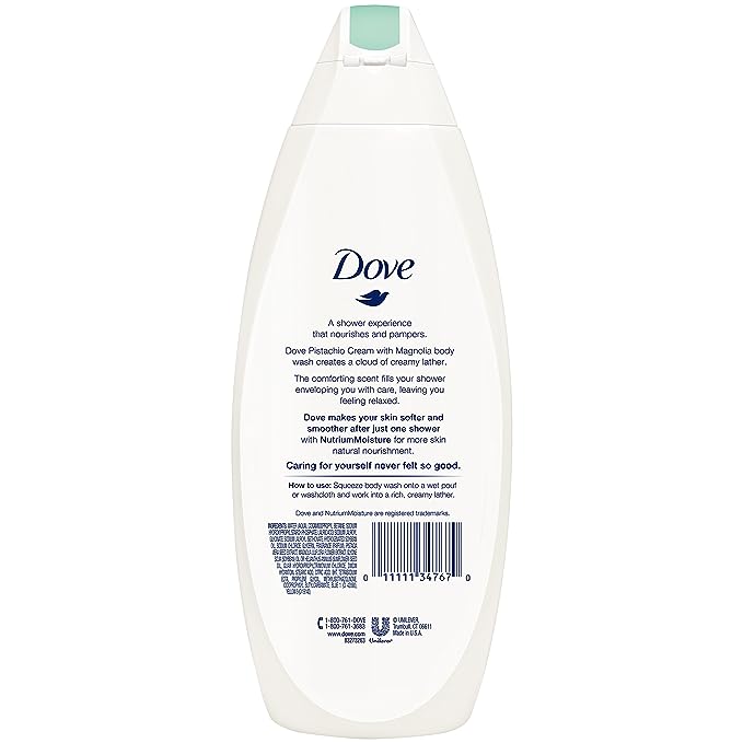 Dove Pistachio Cream & Magnolia Body Wash, 16.9oz (Pack of 6)