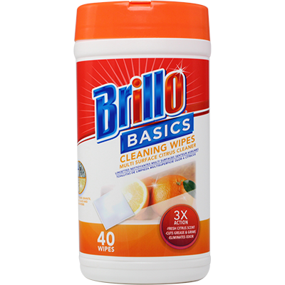 Brillo Basics Cleaning Wipes Multi Surface Citrus Cleaner, 40 Wipes