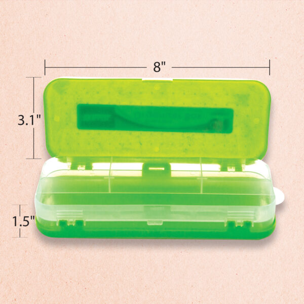 #837 Pencil Case 8" Bright Color Double Deck Organizer Box