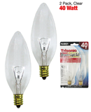 40 Watt Clear Torpedo Shaped Candelabra Base Bulbs, 2 Count