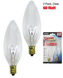 60 Watt Clear Torpedo Shaped Candelabra Base Bulbs, 2 Count