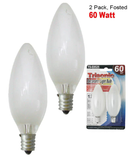 60 Watt Frosted Torpedo Shaped Candelabra Base Bulbs, 2 Count