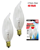 40 Watt Clear Turn-Tip Shaped Candelabra Base Bulbs, 2 Count