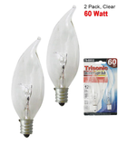 60 Watt Clear Turn-Tip Shaped Candelabra Base Bulbs, 2 Count