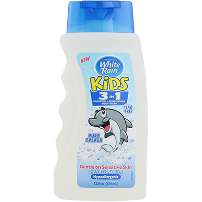 White Rain Kids Pure Splash 3-in-1 - Shampoo Conditioner Wash 12 oz (Pack of 12)