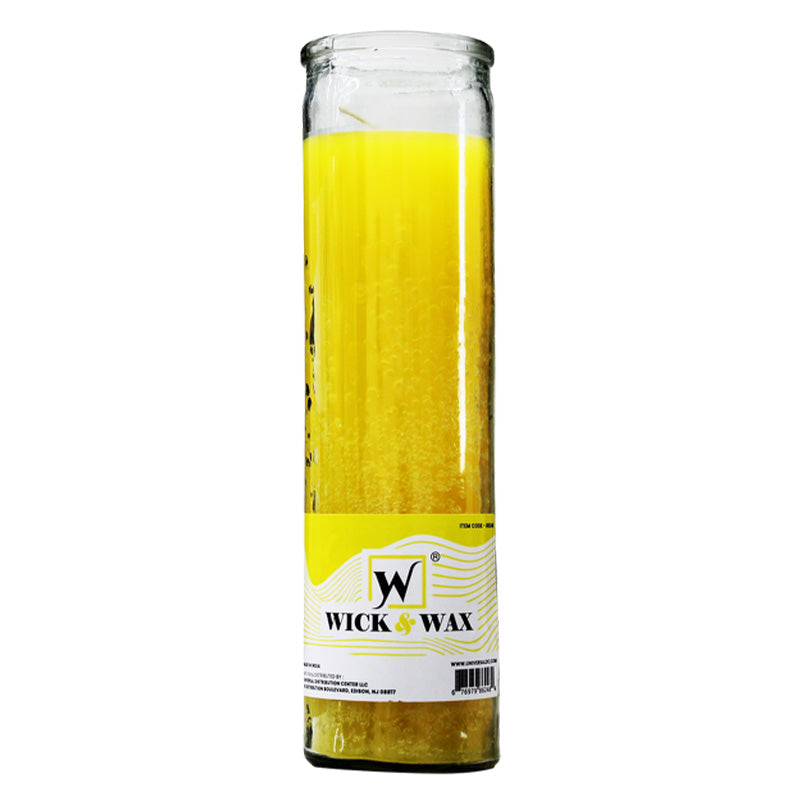 8" Tall Yellow Candle - 7 Day Prayer Glass Candle Unscented, 10oz (Pack of 6)