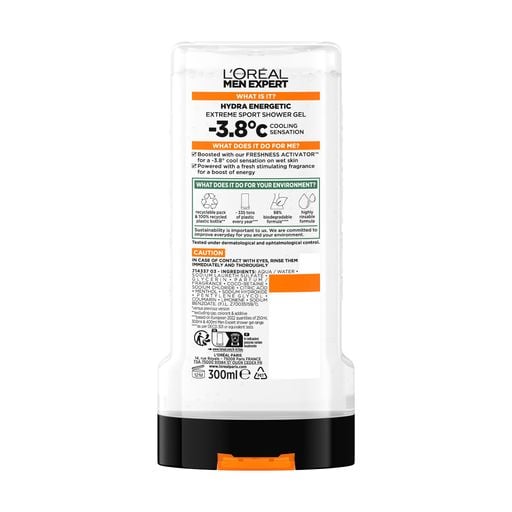 L'Oréal Men Expert Hydra Energetic Sport -3.8ºc Shower Gel, 300ml