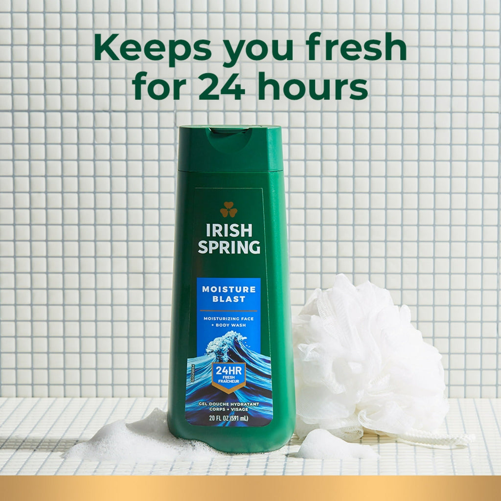 Irish Spring Moisture Blast Moisturizing Face + Body Wash, 20 oz (Pack ...