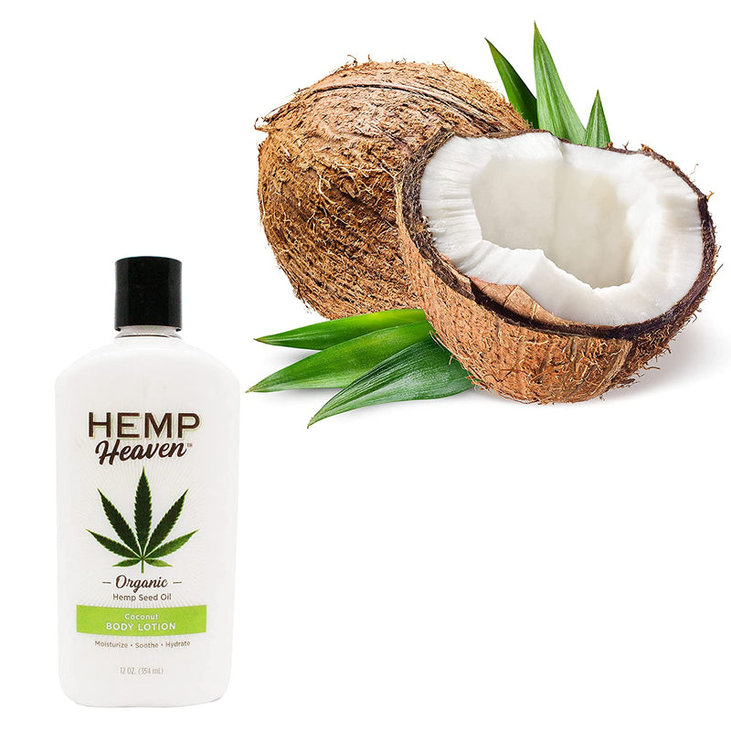 Hemp Heaven Natural Hemp Seed Oil Body Lotion - Coconut, 12 oz. (Pack of 12)