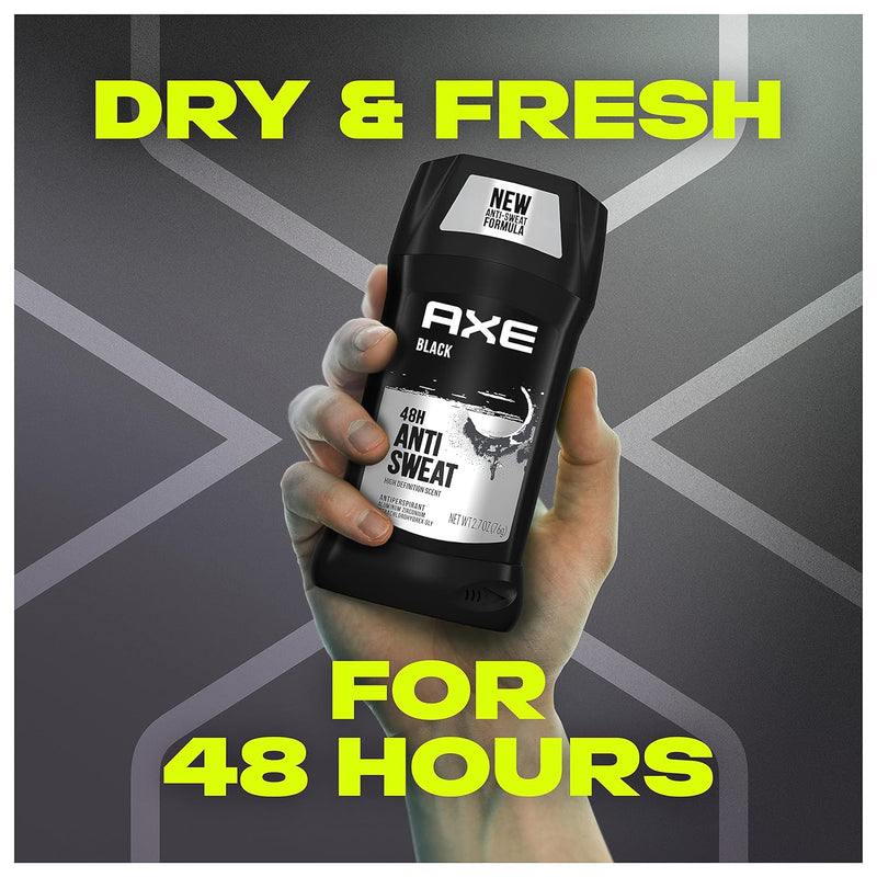 Axe Black 48 Hour Anti Sweat Antiperspirant Stick, 2.7oz (Pack of 6)