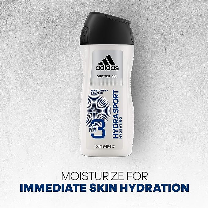 Adidas 3-in-1 HYDRA SPORT Hydrating Shower Gel, 8.4 fl oz (250ml) (Pack of 2)