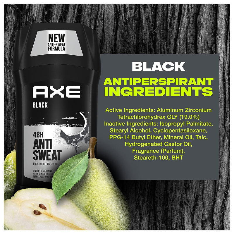 Axe Black 48 Hour Anti Sweat Antiperspirant Stick, 2.7oz (Pack of 6)