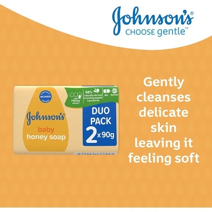 Johnson's Baby Honey Soap Duo Pack (2 Bars x 90g), 180g (Pack of 12)