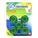 5 Count x Green Toilet Bowl Blocks / Tablets - Clean & Fresh