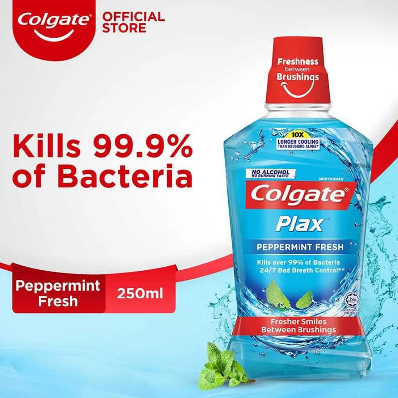 Colgate Plax Peppermint 0% Alcohol Mouthwash, 8.45oz (250ml)