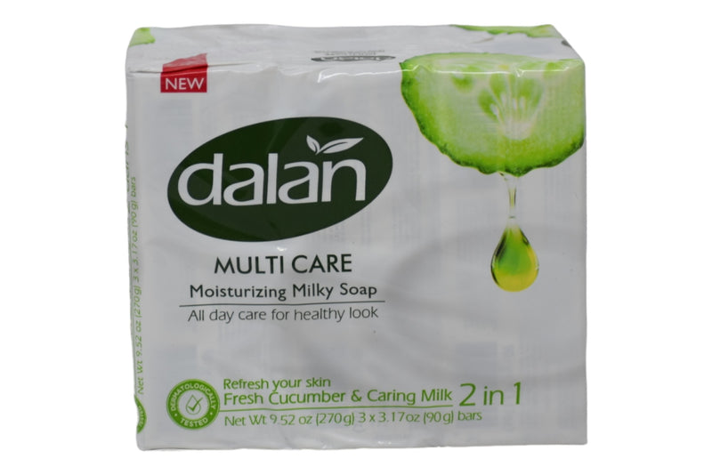 Dalan Multicare Soap Fresh Cucumber & Caring Milk, 3 Bars, 3.17oz