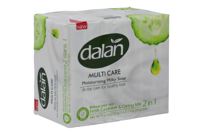 Dalan Multicare Soap Fresh Cucumber & Caring Milk, 3 Bars, 3.17oz