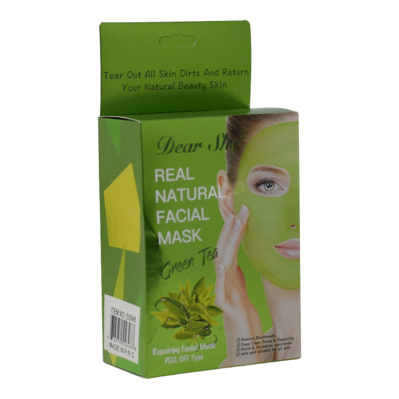 Green Tea Real Natural Facial Mask by Dear She, 10 Masks (20g)