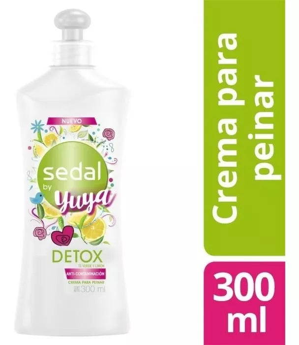 Sedal Detox Te Verde y Limon Crema Para Peinar, 300ml (10.15oz)