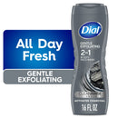Dial Gentle Exfoliating 2-in-1 Body+Face Wash with Charcoal, 16oz.