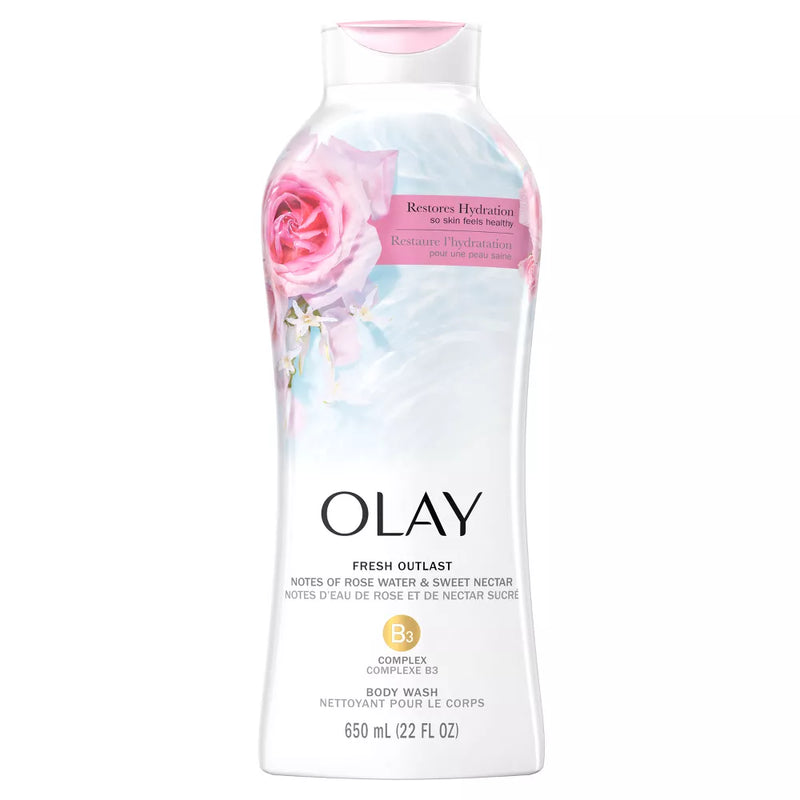 Olay Fresh Outlast Body Wash With Rose Water & Sweet Nectar, 650ml