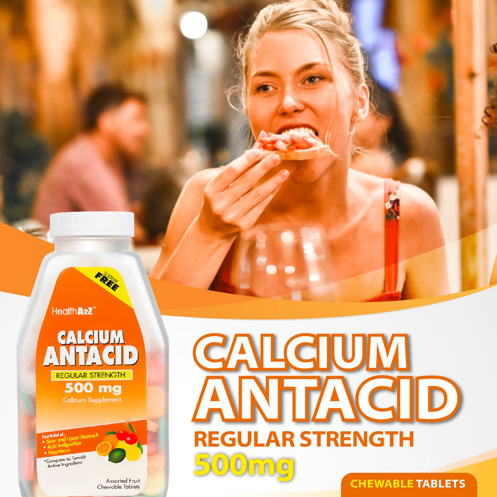 Calcium Antacid Regular Strength 500mg Supplement Tablets, 50ct ...