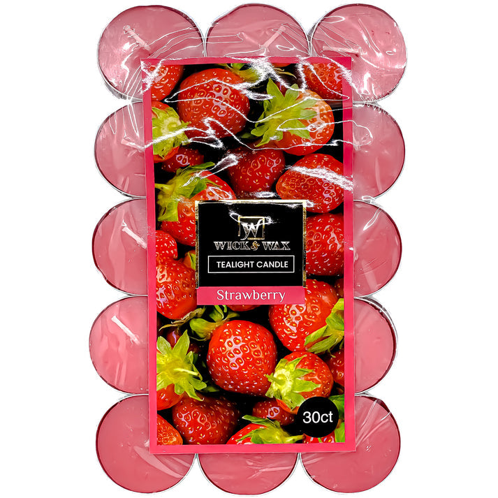 Wick & Wax Strawberry Tealight Candle, 30 Count