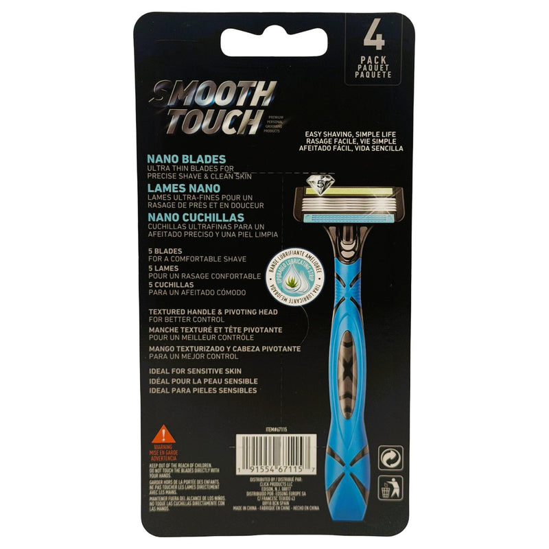 4 Count x Smooth Touch 5 Blade Lubricated Razors for Sensitive Skin (B ...