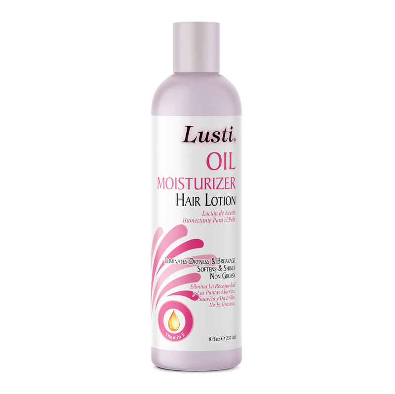 Lusti Oil Moisturizer Pink Hair Lotion with Vitamin E, 8oz. (237ml)