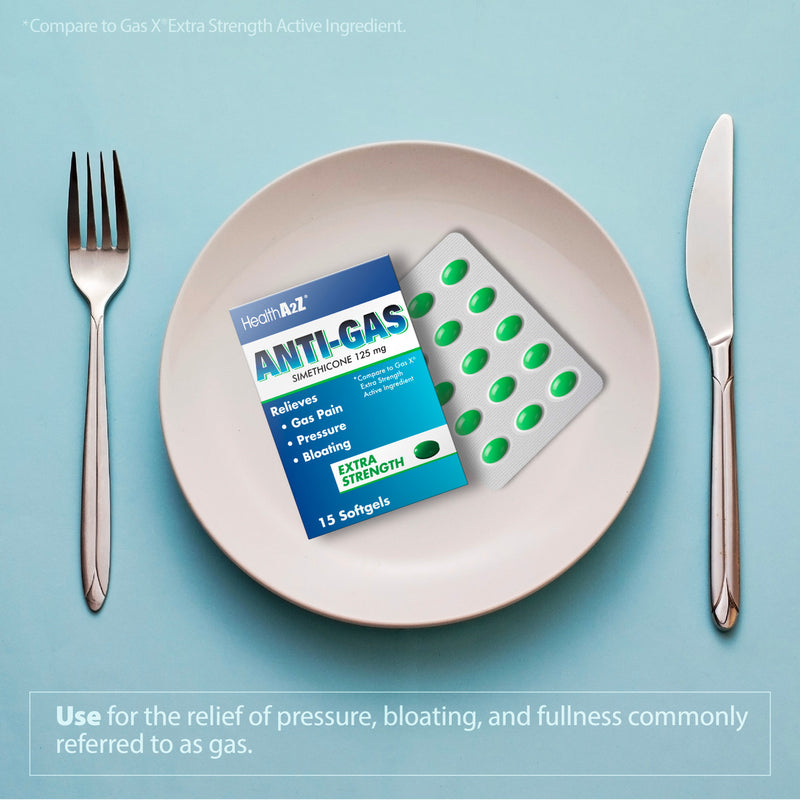 Anti-Gas Simethicone (125mg Softgels) Extra Strength, 15ct.