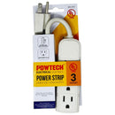 3 Outlet UL Listed Power Strip w/ 12" Cord (125V / 13 Amps / 16 AWG Cord)