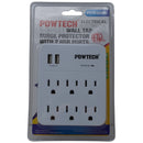 4-Outlet Wall Tap w/ Surge Protector & 2 USB Ports - ETL Listed
