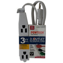 3' Foot 3 Outlet 3-Prong 13A Heavy Duty Grounded Extension Cord - UL Certified