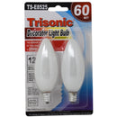 60 Watt Frosted Torpedo Shaped Candelabra Base Bulbs, 2 Count