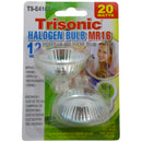 20 Watt MR16 Bi-Pin Base Clear Wide Beam Halogen Bulb (12v) 2 Bulbs