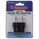 Foreign Round Pin Adapter Converts 110v Flat Pin to 220v Round Pin